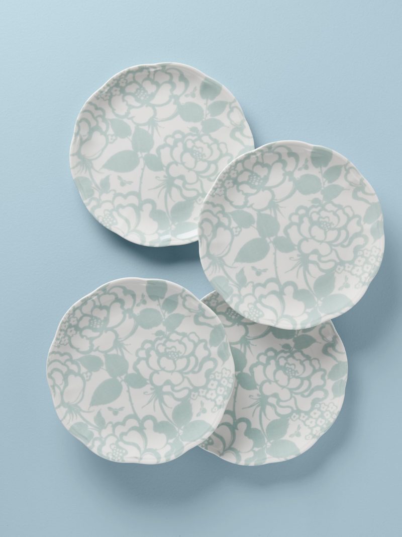 Butterfly Meadow Cottage Sage Accent Plates - Set of 4