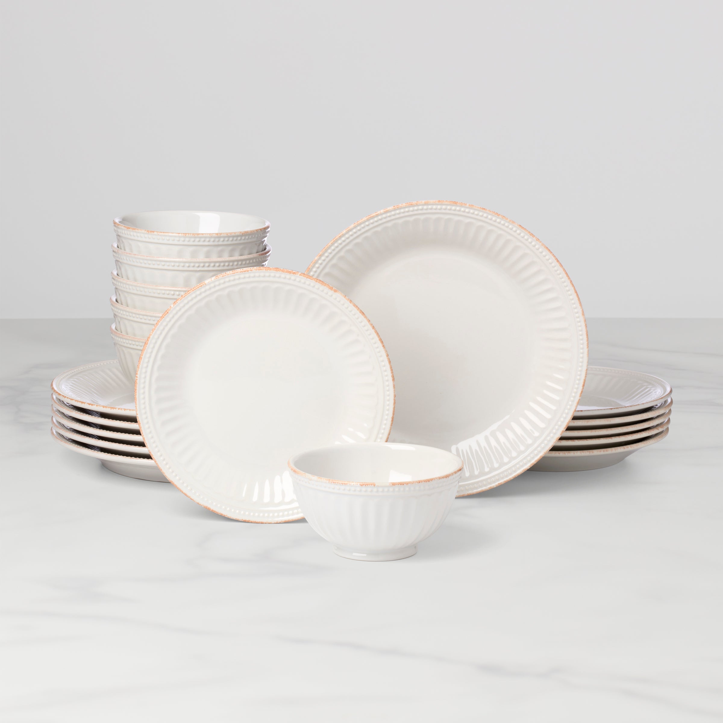 French Perle Groove 18-Piece Dinnerware Set
